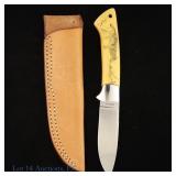 Ray Cover Drop Point Hunter Knife Scrimshawed 1988