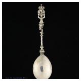 German Coin Silver Armorial Spoon 19th Century