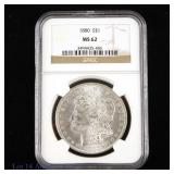 1880 (P) US Silver Morgan Dollar (NGC MS 62)