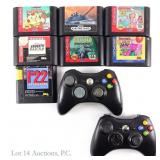 Sega Genesis Games (7), XBox 360 Controllers (2)