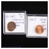 US Lincoln Cent Off-Center Error Coins (2)