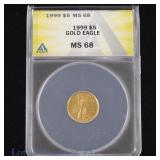 1999 (P) US $5 Gold Eagle Bullion (ANACS MS68)