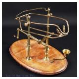 Vintage Brass & Mahogany Wine Decanting Cradle