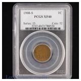 1908-S US Indian Head Cent (PCGS XF40)