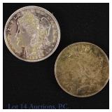 1921 & 1923 US 90%-Silver Morgan & Peace $1 (2)