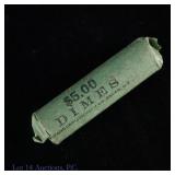 US 90%-Silver Dimes in Bank Roll (50)