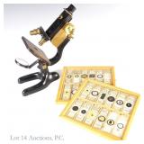 Antique Bausch & Lomb CLICO Microscope w/ Slides