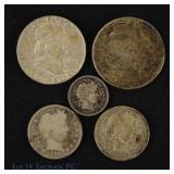 Various US 90%-Silver Coins (5)