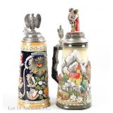 Zoller & Born, Tyrol German Lidded Beer Steins (2)