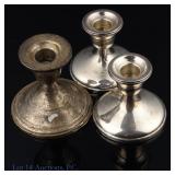 Sterling Silver Weighted Candlestick Holders (3)