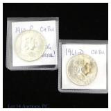 1961d & 1962 US Silver Franklin 50c (*CH BU), 2