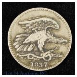 1837 US "Silver" Feuchtwanger 1c Hard Time Token