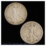 1923s & 1938d US Silver W/L 50c (2)