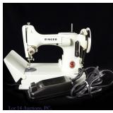 Singer Featherwight Sewing Machine "White" T+W