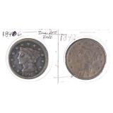 1842 & 1846 Braided Hair Large Cents