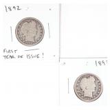 1892 & 1893 Barber Quarters