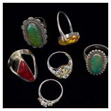 6 Silver Rings