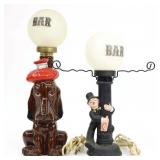 Two Vintage Bar Lamps- Man & Dog