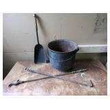 11" Cast Iron Cauldron and Fireplace Tools incl.