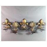 Beautiful Metal Fleur de Lis Wall Candle Decor