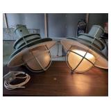 2 Green Enamel and Cast Iron Industrial Cage