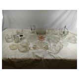 Large Glass Lot Includes Pedestal Depression
