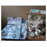 Pair of 84" Curtains, Wedgewood, Flower Art,