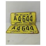 1971 New Brunswick License Plate ( 2 )