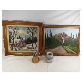 Picture Frames Hand Painted One and a Embroidery