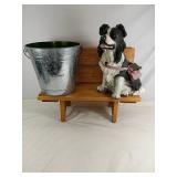 Yard Lot Includes Small Wooden Bench, Tin Can And