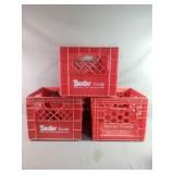Three Standard Size Red Milk Crates
