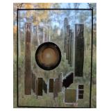 Glass & Metal Mixed Media Hanging Art Piece 12" x