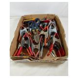 Box Of 15 Clamps With 3 Exacto Knives And Cutters