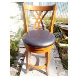Very Nice Wood and Black Cushioned Swivel Bar