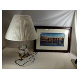 Home Decor Glass Base Lamp Powers On with A