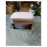 Traditional Style Pink Footstool With Claw Legs