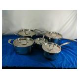 Five Stainless Steel Paderno Pots
