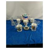 Tea Time A Fine Porcelain Teapot, Tea cups (