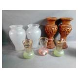 Beautiful Hand Carved Style Wooden 8" Vases,