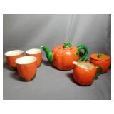 Vibrant Vintage Tomato Shaped Teapot Set Includes