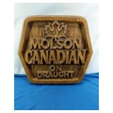 Wooden Carved Molson Canadian On Draft Sign