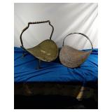 Two Vintage One Brass Firewood Holders With