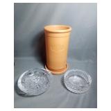 Terra Cotta Wine Cooler and Vintage Heavy Glass