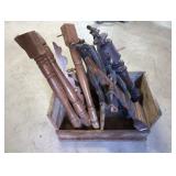 Vintage Crate Filled with Antique Wood and Legs
