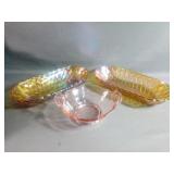 Two Vintage Carnival Glass Serving Trays plus