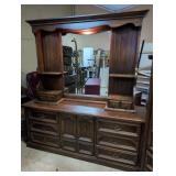 Vintage Wood Dresser with Mirror and Interior