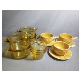 Mid Century Soup Bowls and Saucers Set of 3, Hoey