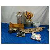 Home Decor Lot Includes Tin Can With Artificial