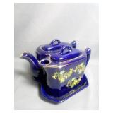 Vintage Hand Painted Style Cobalt Blue  Teapot