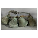 Set Of Vintage Sleigh Bells With Leather Strap